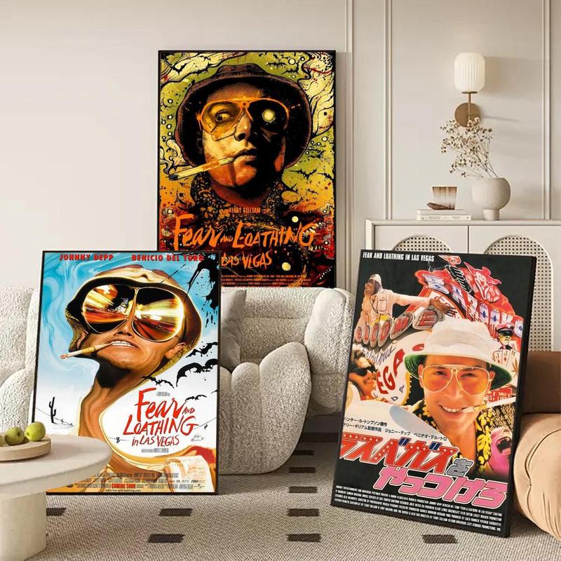 Fear Loathing Las Vegas Poster Waterproof HD Wall Sticker | Self-Adhesive Decorative Art Poster | Fade-Resistant Scratch-Proof for Long-Term Use | Easy to Apply and Clean | for Home Office Bedroom Living Room Kitchen Decor | Gift Idea