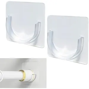 Shower Rod Holder, 4 Packs Tension Curtain Rod Bracket No Drilling, Adhesive Shower Rod Retainer Shower Curtain Rod Holder | Shower Curtain Rod not Included Transparent