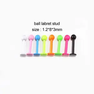 Neon Painted Spherical Lip Nail Lip Ring Ear Nail Stainless Steel Piercing Jewelry