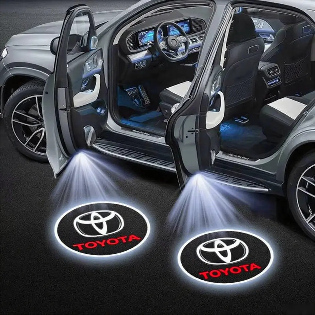2Pcs HD LED Car Door Welcome Projector Lights - Car Accessories Lamp, Auto Decorative Sensor Lights, Vehicle Exterior Decor for Toyota, Honda, Chevrolet