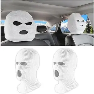 Car Headrest Cover, Funny Face Mask Auto Front Seat Head Rest Protector, Personalized Ski Mask Seat Cover Headrest TrimWinter Full Face Mask Cover for Winter Outdoor Sports
