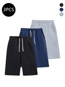 summervibes 3-Pack Men’s Summer Sports Shorts — Breathable shorts for running, workouts, fitness, and everyday casual wear; 7/8 length men’s shorts