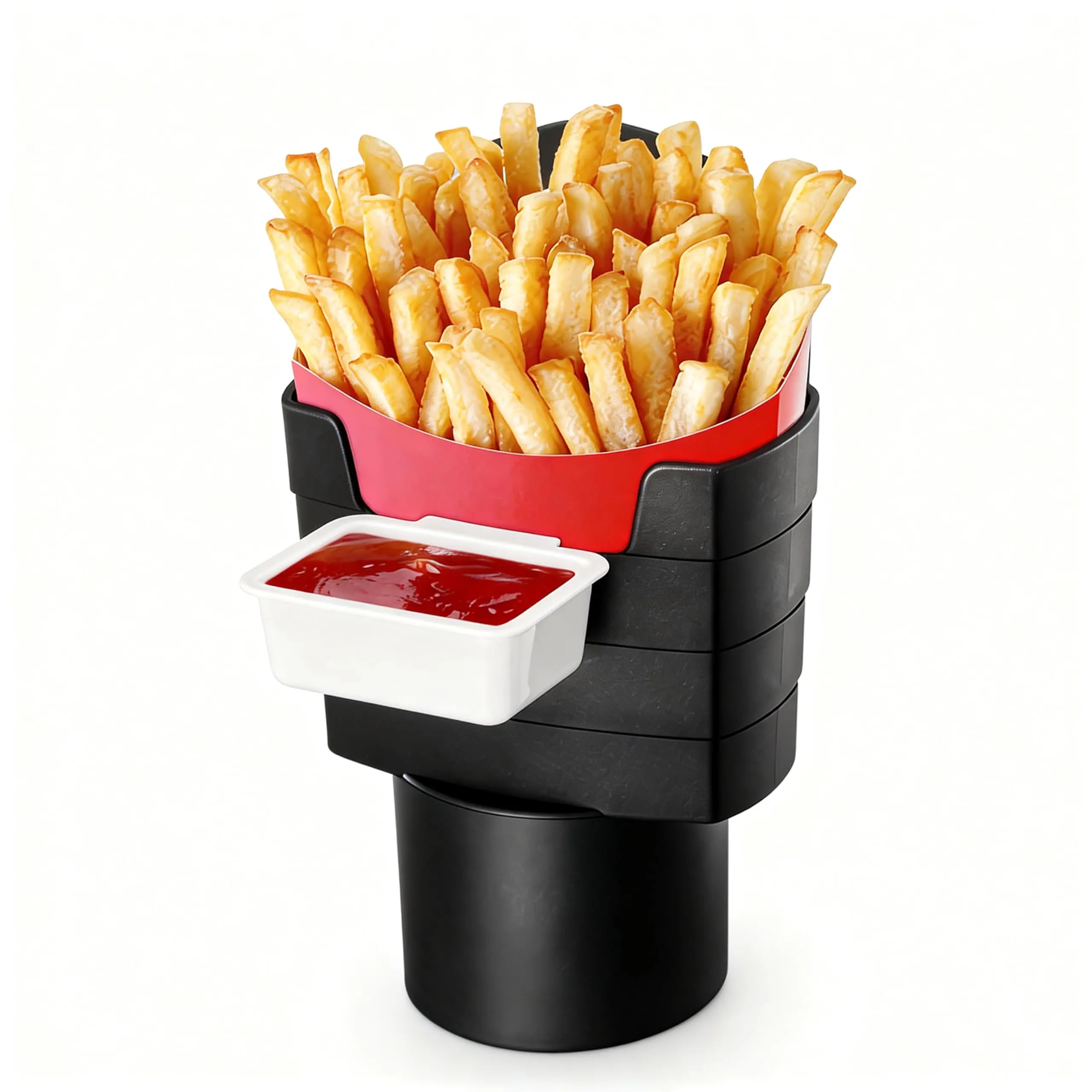 Car Cup Holder French Fry & Sauce Dip Holder, Multifunctional Auto Snack Organizer, Funny White Elephant Gift for Men Women