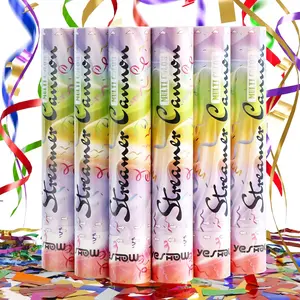Streamer Poppers Confetti Cannon, 6Pack  Shiny Multicolor Streamers Party Poppers for Graduation, Birthday, Wedding