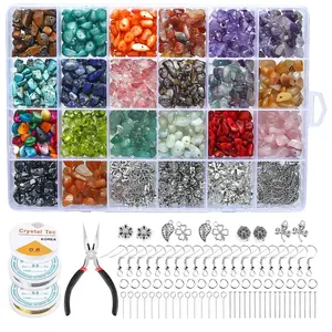 DIY gemstone Chip Beads kit collection  accessories tools for DIY Irregular shapes Natural  and color enhanced