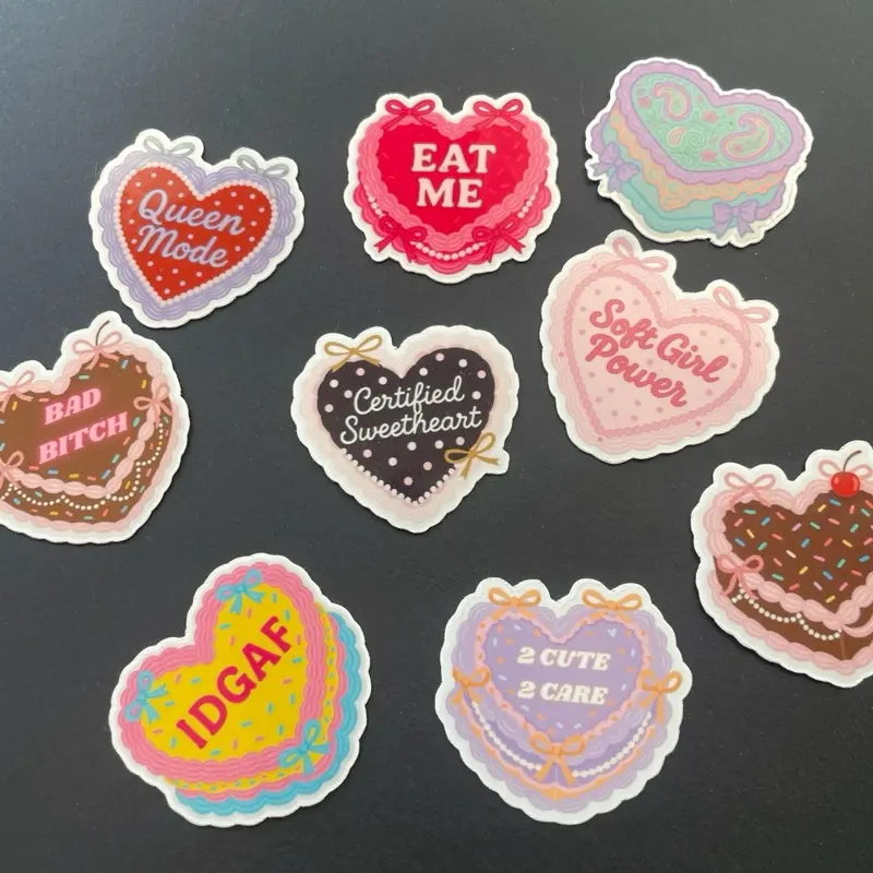 Vintage Heart Cake Sticker Pack  | 9 Stickers + Bonus Mystery Sticker | Coquette Y2K Aesthetic