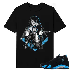 Unisex T-shirt To Match Sneakers Jordan 14 Black & University Blue - MJ. 100% Cotton for Casual Wear. Comfortable Summer Unisex T-Shirt to match Jordan Sneaker. Streetwear Style. urban outfitters