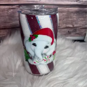 14 oz Candy Cane Elephant Christmas Tumbler