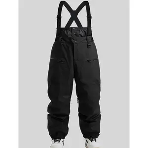 Waterproof Men's Insulated Ski Bib Pants, Breathable Snow Overalls For Winter Sports With Pockets