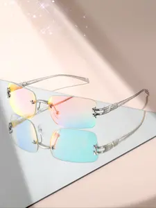 Unisex Frameless Fashion Glasses Y2K Style Retro Casual Daily Use Accessory Party Prop Eyewear for Men Women Rimless Eyewear