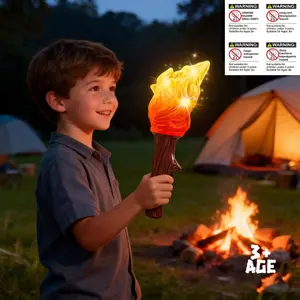 Kids Camping Toy Torch Campfire Light, Glowing Flashing Lights with Natural Sound Effects, Indoor Outdoor Game, Birthday Gift