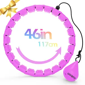 Weighted  Circle for Adults ,  Fitness Hoop Plus Size 47 Inch, 24 Knots Detachable links, Adjustable Weight Auto-Spinning Ball