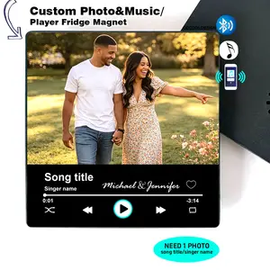 {Mother's Day gift}Custom Music Fridge Magnets Bluetooth Connection with Frame That Plays Music with 1 Photo and music Mother's Day Gifts for Mom Decor