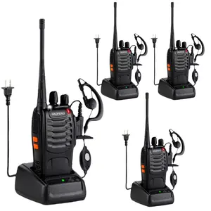 Baofeng 888s walkie talkie Long Distance 1-3km Communication, Rechargeable Lithium-Ion Battery, 16 FRS Channels, Two-Way Radio with Adult Headset, Handheld Mini Compact Walkie-Talkie (4 Pack)