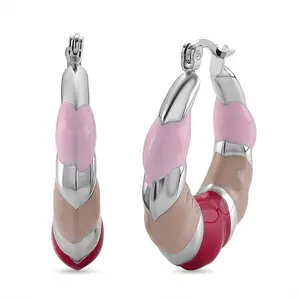 Multi Enameled Hoop Earrings in Steel