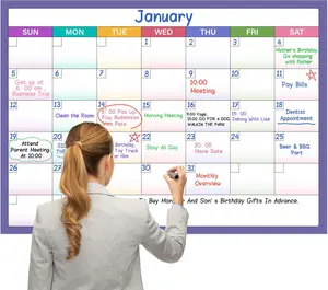 Large Dry Erase Calendar for Wall - 39.9" x 27.7",  Erasable &  Laminated Calendar, Undated 1 Month Wall Calendar, 10 Round Stickers