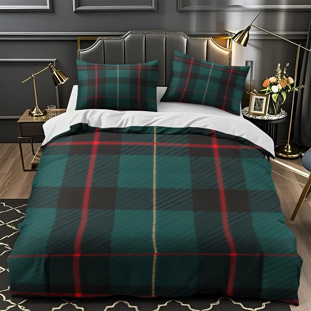 2/3Pcs Comfortable Checkered Pattern Texture Quilt Cover Set, High-Definition Digital Printing, Suitable For All Year Round! Clearance Sale Perfect Gift 100% Polyester Fiber Machine Washable (1 Duvet Cover +1/2 Pillowcase, No Filling)