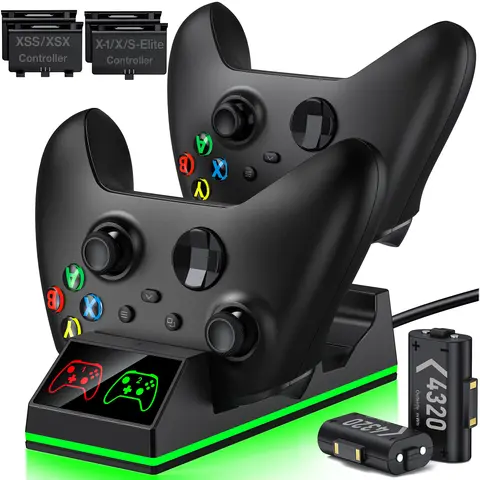 ESYWEN Dual Charger for Xbox One X/S/Elite Xbox Series X/S Wireless Controller 2X4320mWh Rechargeable Battery Pack for Xbox One Gamepad