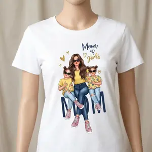 Cotton Short Sleeve TShirt Featuring Cartoon Prints for Girls MotherS Day Gift Perfect for Spring and Summer Casual Wear