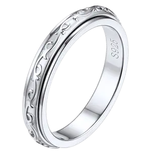 ChicSilver Embossed Cletic Vine Plain Unisex 925 Sterling Silver Anxiety Relieve Spinner Fidget Rings Daily Stress Relieving Rings for Women for Men