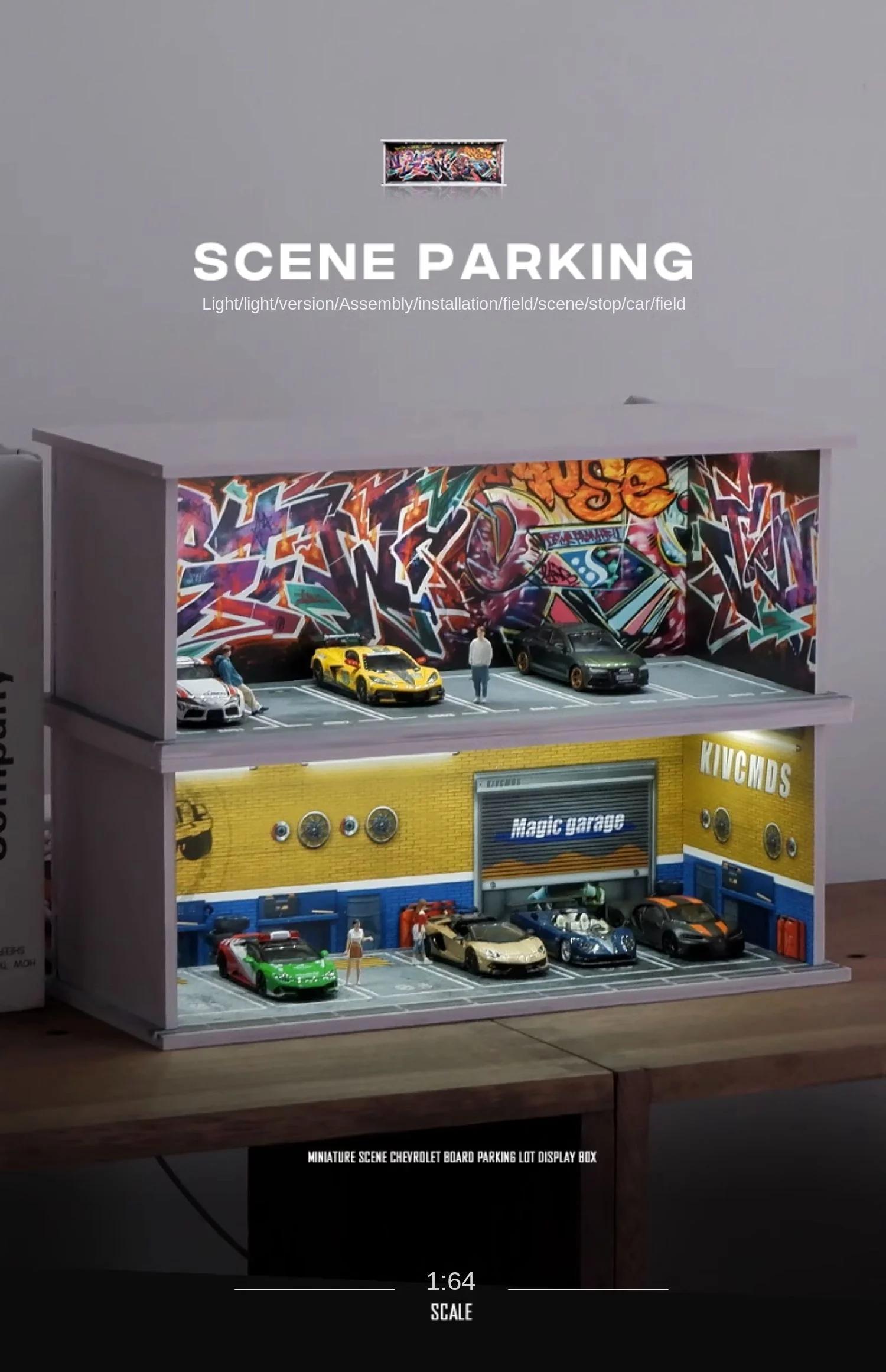 Collector 1/64 Garage Parking Lot Alloy Car Model Car Scene Storage Display Box Car Model Replica Collection Toys for Boys