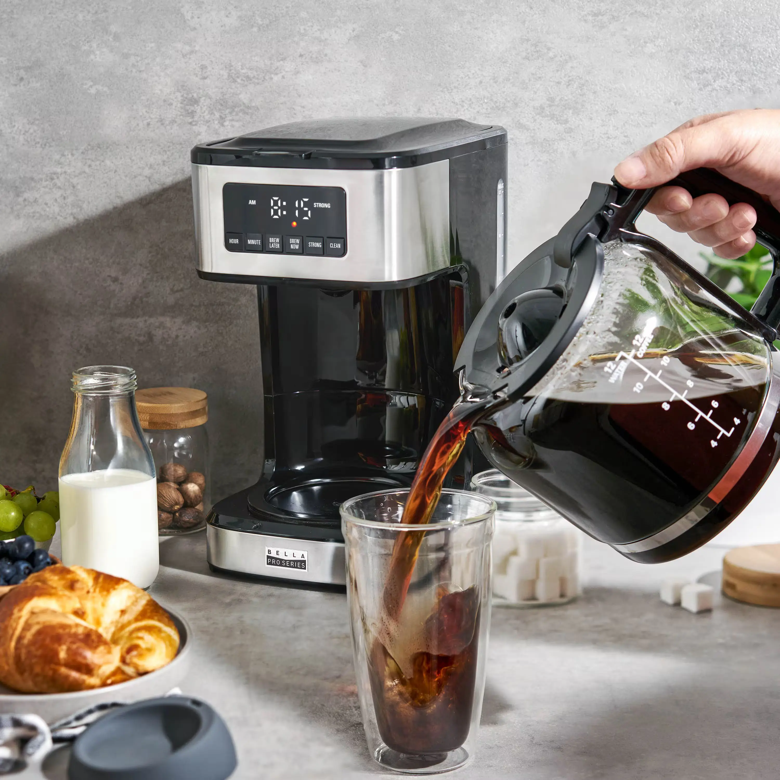 bella PRO - 12-Cup Programmable Coffee Maker - Stainless Steel bella PRO - 12-Cup Programmable Coffee Maker - Stainless Steel