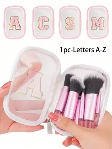 Mesh Makeup Bag, Letter A-Z, Transparent Mesh Travel Pouch, Large Capacity Storage Bag, Ideal for Students, Office Workers, Teachers