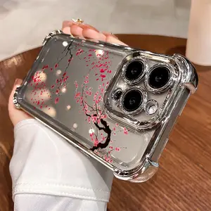 Applicable to Apple series.Aesthetic Cherry Blossom Pattern New Four-Corner Drop-Resistant Phone Case for Iphone 11 11Pro 11Pro Max, 12 12Pro 12Pro Max, 13 13Pro 13Pro Max, 14 14Pro 14Pro Max 14Plus, 15 15Pro 15Plus 15Pro Max, 16 16Pro 16Plus 16Pro Max, X