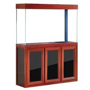 Aqua Dream 200 Gallon Tempered Glass Aquarium Redwood Fish Tank with LED Light Cover & Built-in Sump Filtration System