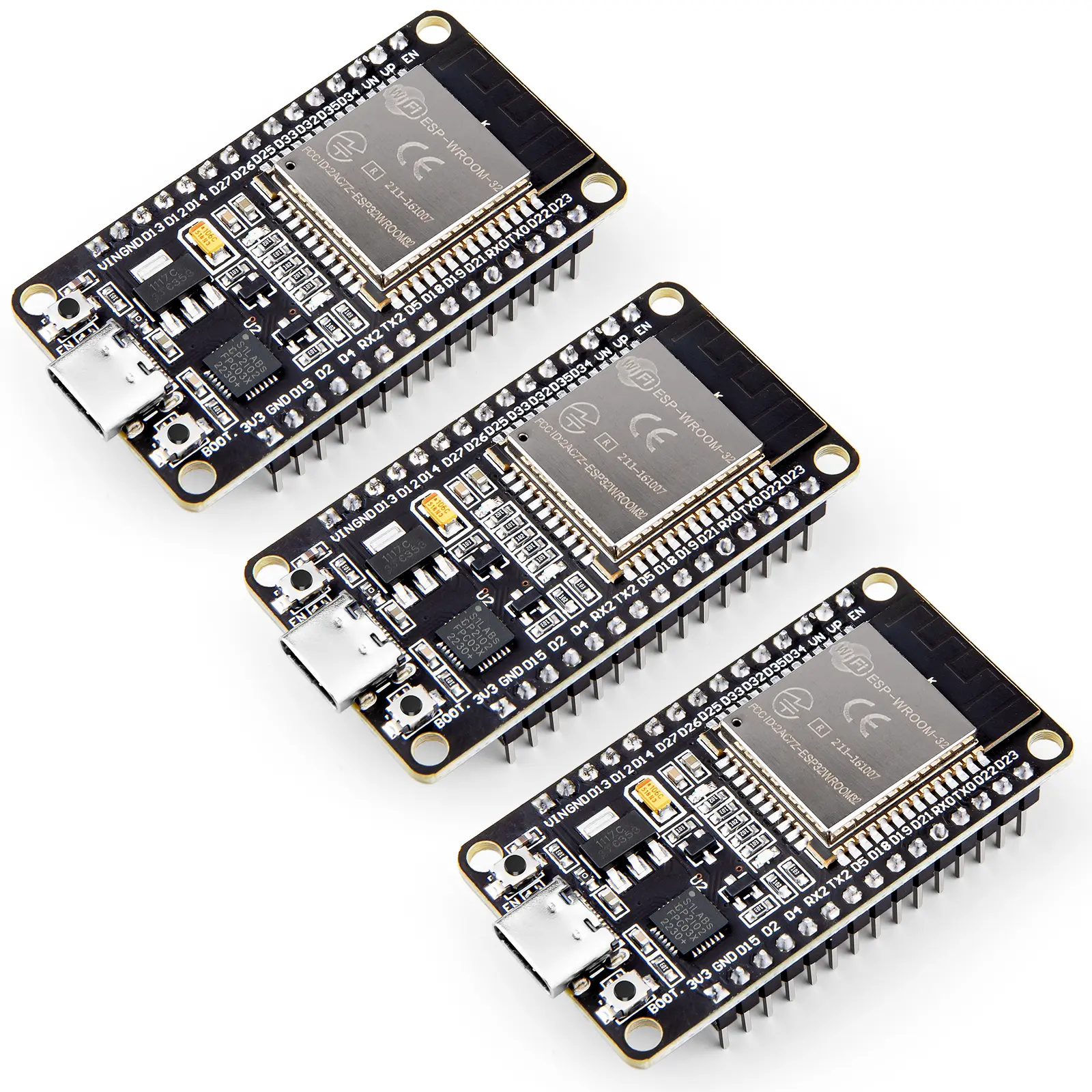 ELEGOO 3PCS ESP-32 Development Board USB-C, 2.4GHz Dual Mode WiFi+Bluetooth 4.2 Dual Core Microcontroller Support AP/STA/AP+STA, CP2102 Chip