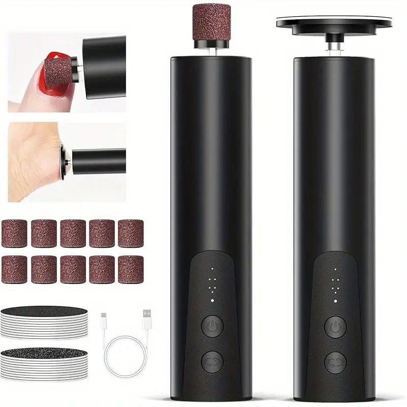 Electric Foot Care Kit, USB Rechargeable Dual Function Exfoliator & Polisher, 6-Speed Electric Nail Buffer Set for Daily Use