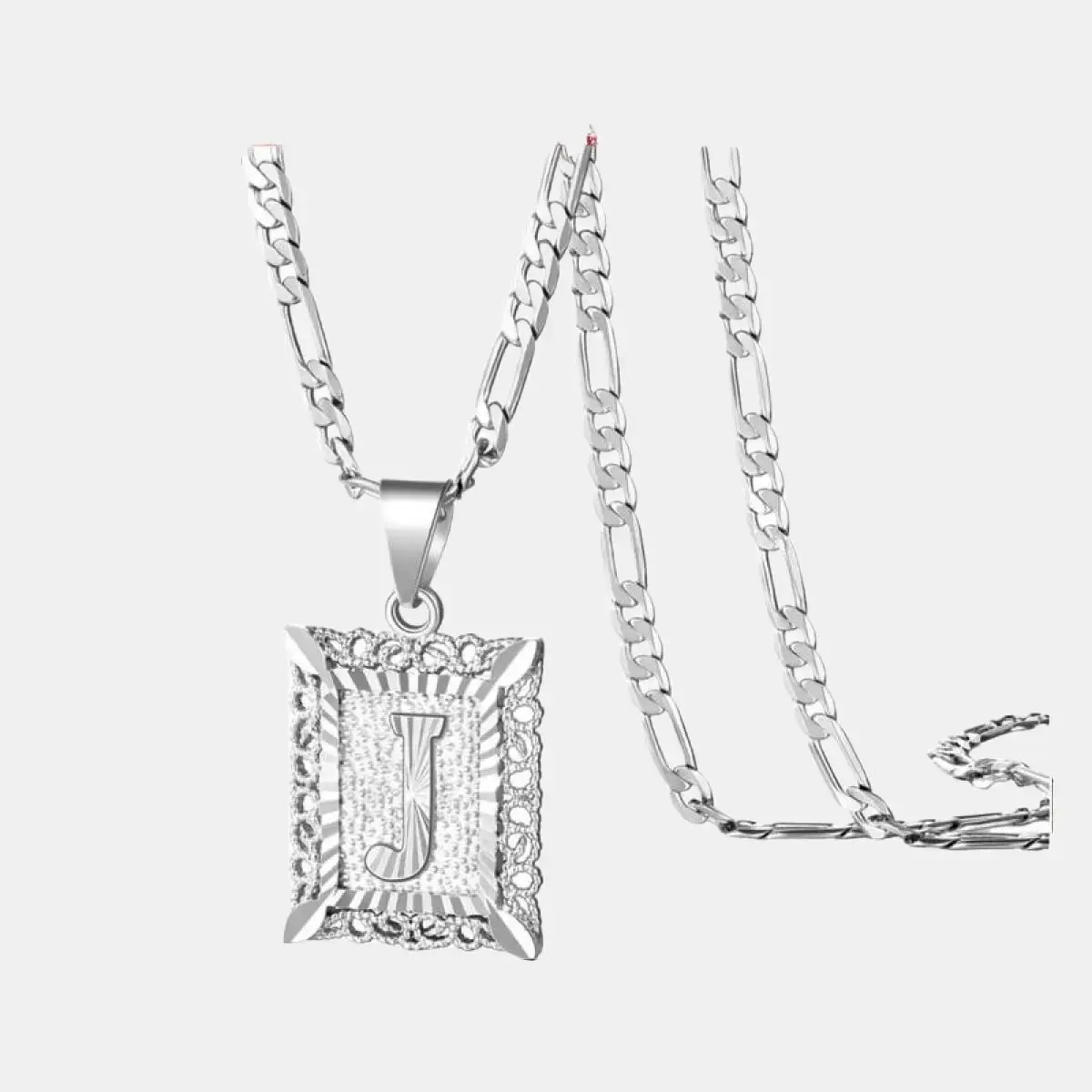 Initial Letter Pendant Necklace for Men Platinum Gold Plated Square Necklace Chain Pendant 2.3cm x 1.8cm Ideal Gift for Wedding Valentine's Day Birthday