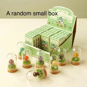 Natural Crystal Mushroom Micro Landscape Wish Bottle Ornament, Toy Mall Crystal Blind Box, Decorative Figurine for Home Decoration