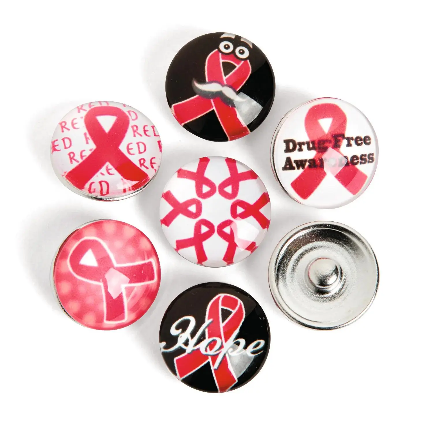 Large Red Awareness Ribbon Plastic Snap Beads - 12 Pc, for Awareness Craft (DIY Beading & Jewelry Making Supplies)