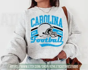 [Sale Up To 50%] Carolina Football Crewneck, Panther Sweatshirt, Vintage Carolina Football Crewneck Sweatshirt, Carolina Football Sweater, Gift For Fan, Trendy USA Cotton Fabric
