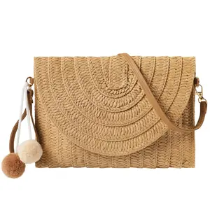 Straw Clutch Bag, Women's Summer Beach Straw Bag, Handmade Casual Beach Tote, Woven Envelope Bag, Flap Clutch, Straw, Summer, Beach, Woven