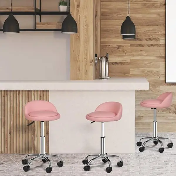 Zenstyle Adjustable Hydraulic Rolling PU Leather Salon Stool - Makeup Artist Chair, 300lbs Capacity, Beauty Salon Equipment, Esthetician Spa Equipment (Pink)