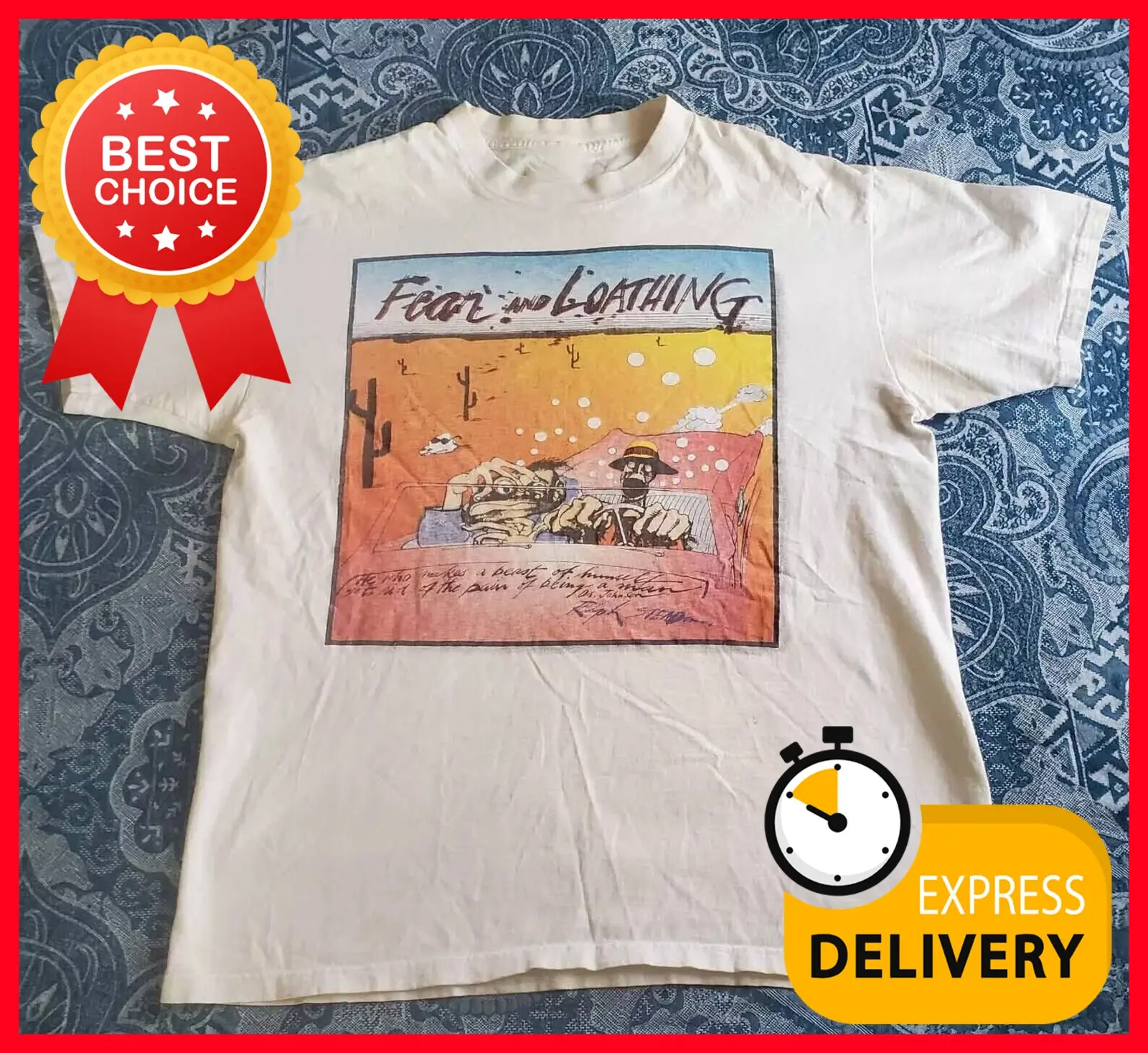 Fear and Loathing in Las Vegas Ralph Steadman White T-Shirt Reprint