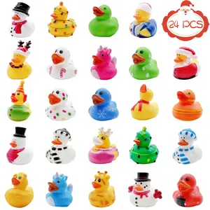 24Pcs Christmas Rubber Ducks,Mini Christmas Ducks Bath Toys Assorted Duckies (2") for Kids,Christmas Party Favors,Christmas Stocking Stuffers,Xmas Gifts