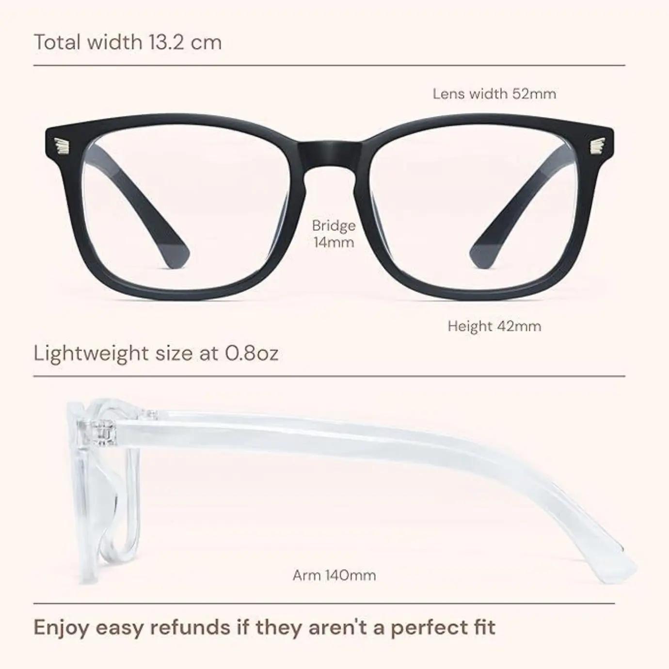 Blue Light Blocking Glasses, Computer Gaming Eyewear with Anti Reflective Polycarbonate HD Lenses, Durable Fashion Frames, Lightweight Unisex Design, Eye Protection Accessories for Work, Office, TV Viewing and Daily Digital Life
