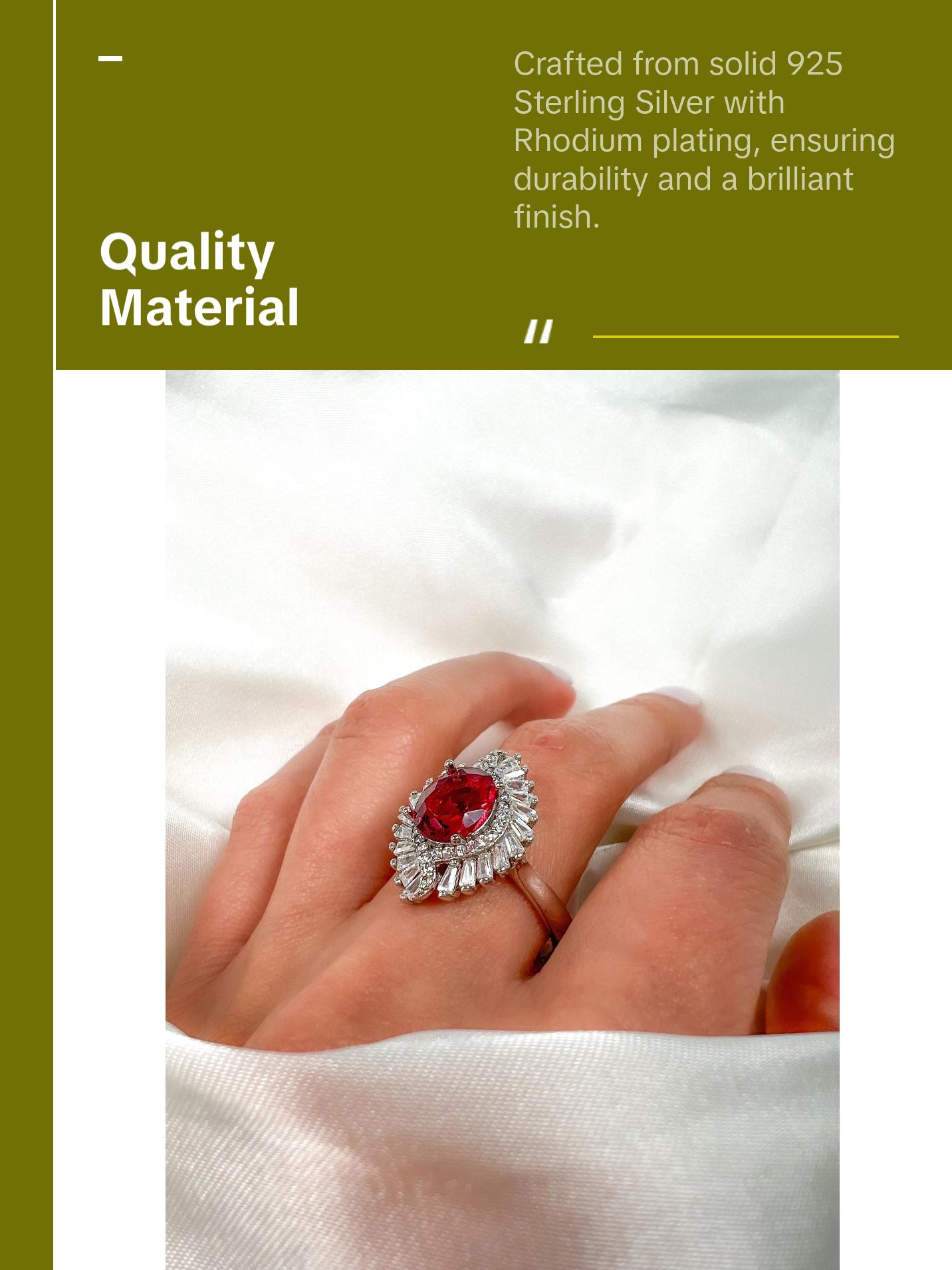 Ruby Statement Halo Sterling silver Ring, Size 9