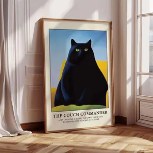 Big Cat Art Wall Black Cat Poster of Fat Black Cat Print for Living Room Funny Print Animal Poster for Living Room Wall Art for Office Art Poster No Frame