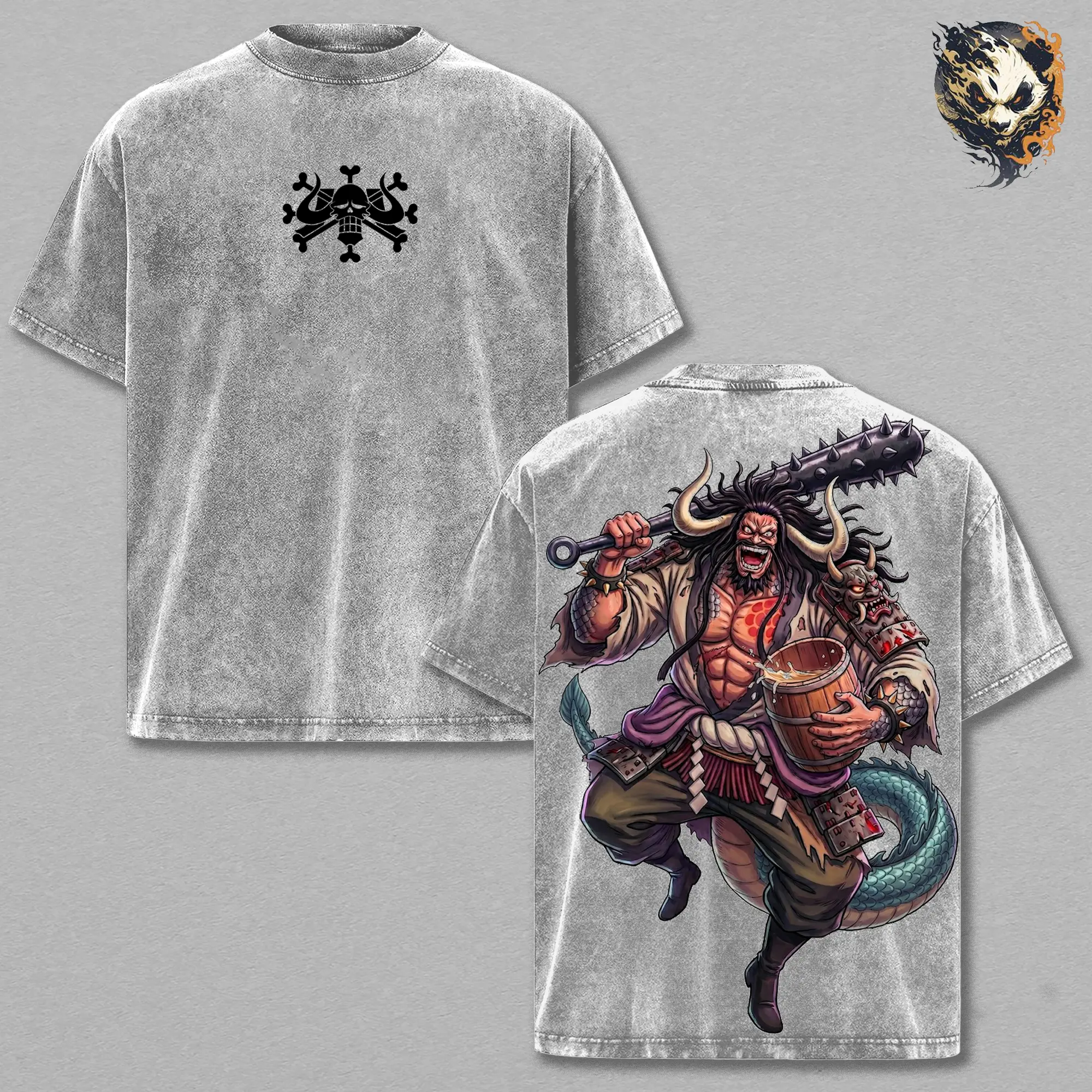 Kaido Anime Washed Tee – One Piece Graphic T-Shirt, Dragon Emperor Beast Power Aesthetic Streetwear Dark Anime Villain Energy Trendy Otaku Gift Hype Anime Fashion