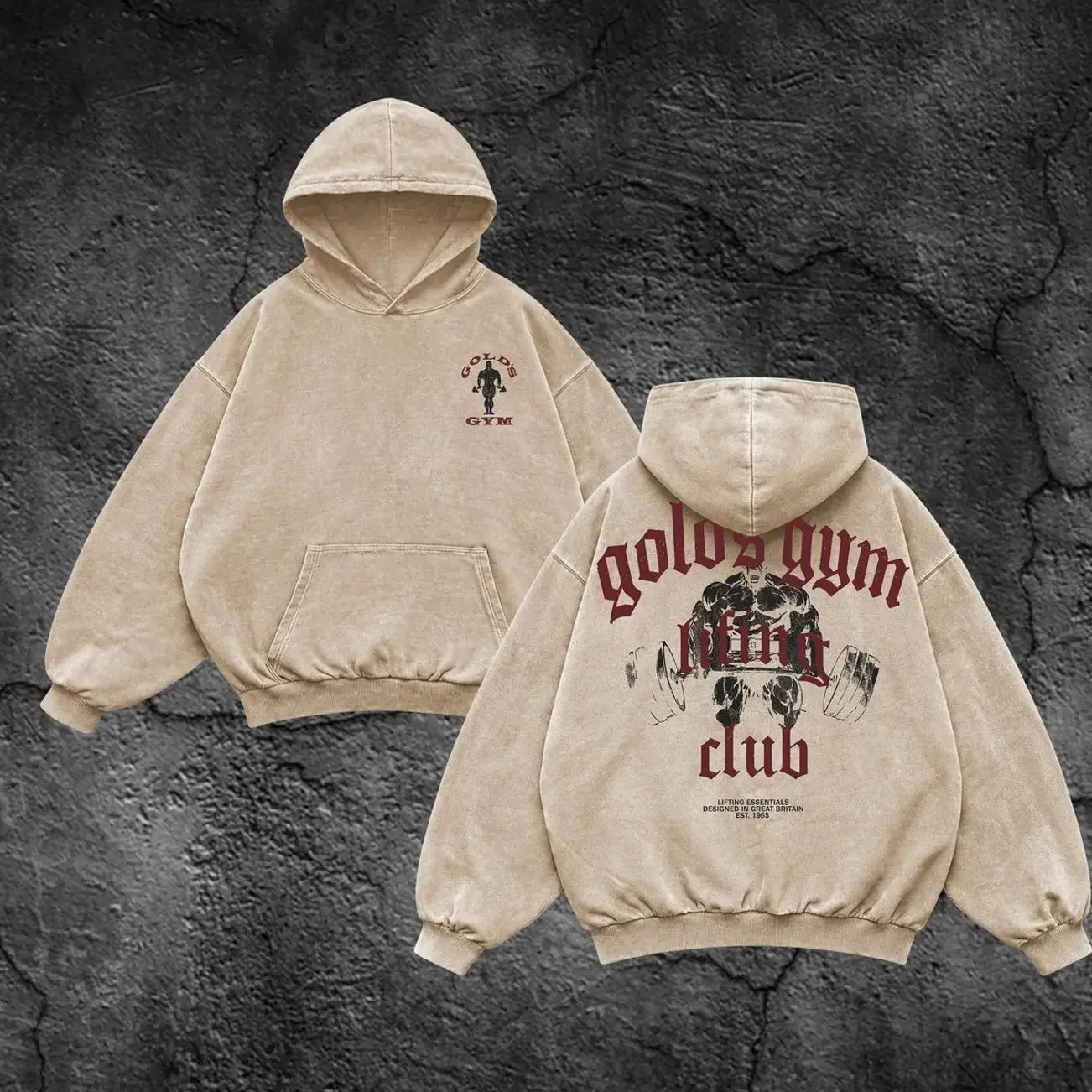 Lifting Club Gold's Gym Oversized Washed Hoodie, Gym Apparel, Workout Wear, Training Men's Top, Aesthetic Shirt, Discipline, Strength, Focus 0RH