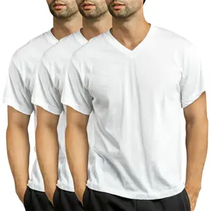 3 Pack Men's T-Shirts 100% Cotton V Neck Short Sleeve S-XL Basic Classic Fit Solid Regular Big & Tall Workout Plain Breathable Casual Tee Menswear Top