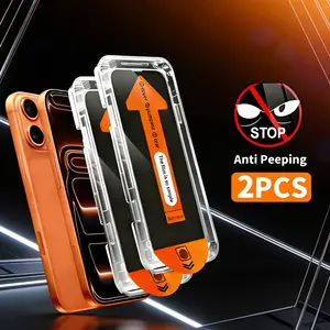[2PCS]  Privacy/High Definition Screen Protector，for iPhone 17/16/15/14/13/12/11,  Headset Covered Fully Protection, electroplated oleophobic layer， Auto Dust-Elimination, One-Click Bubble-Free Installation 9H Tempered Glass Film