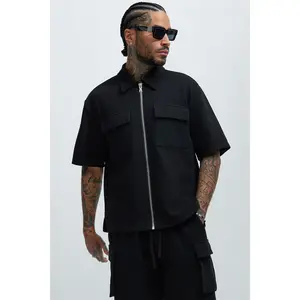 Lewis Zip Up Shirt - Black