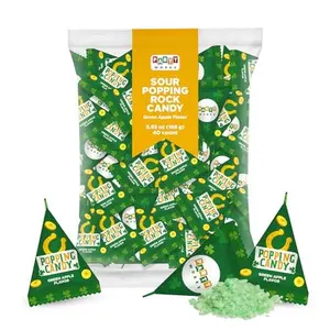 PartyWorks St. Patrick's Day Sour Popping Rock Candy - 40 Count Bag - Green Apple Flavor