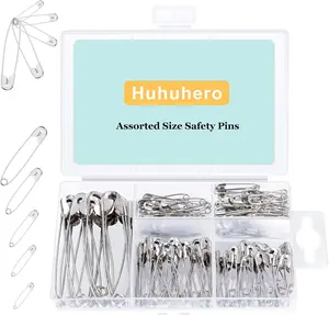 Safety Pins Assorted 150-Pack Small & Large Pin Nickel Plated Steel Bulk for Costume Sewing and Art & Craft Supplies Seamless Stitching
