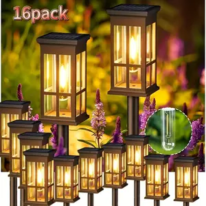 16pcs Solar Pathway Lights, Outdoor, Automatic On/Off Solar Garden Landscape Lighting for Patios, Lawns, Walkways & Driveways - Choose between 8pcs or Single Pack, Decorative Home and Yard Lighting